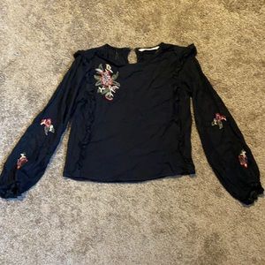 Black embroidered blouse from Zara